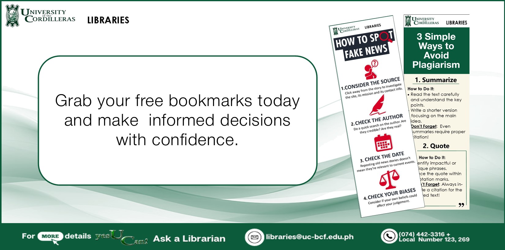 Grab your free bookmarks today @UCLibraries
